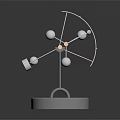 Modern Metal Sculpture With Spherical Elements And Wire Frame On Circular Reflective Base 3d model
