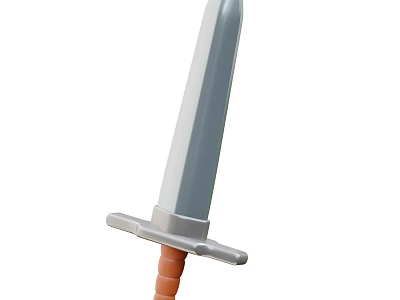 Plastic Toy Sword With Silver Blade Orange Handle And Crossguard Design 3d model