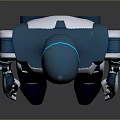 Blue And White Humanoid Robot Standing With Mechanical Structure And Grey Gradient Background