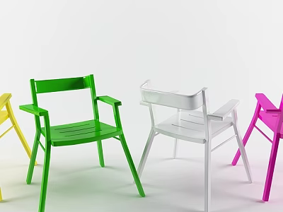Colorful Modern Armchairs With Minimalist Design In Vibrant Yellow Green White Pink 3d model