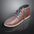 Stylish Brown Mid Top Leather Casual Shoes With Gray Laces And Light Sole
