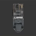 Vintage Gray Truck With Open Cargo Bed Metal Body And Roof Spotlight