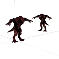 Two Red Monster Like Game Movie Characters With Sharp Claws And Prominent Bone Structures 3d model