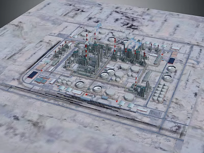 Large Scale Industrial Plant Layout With Multiple Buildings Storage Tanks And Pipes 3d model