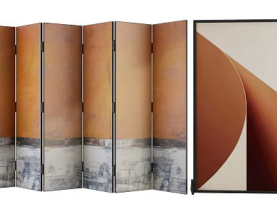 Artistic Modern Folding Screen With Color Block Panels For Home Decor 3d model