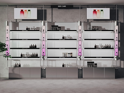 Cosmetics Display Cabinet Back Container Shelf 3d model