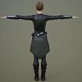3D Character In Black Leather Outfit With Belt Boots And Outstretched Arms Pose