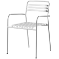 Sleek Modern Black Metal Chair With Armrests And Striped Seat Design