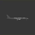 Shiny Metallic Airplane Model with Blue Wings on Gray Background and Reflection