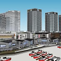 Modern High Rise Residential Complex With Green Spaces And Low Rise Commercial Buildings