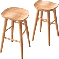 Modern Minimalist Wooden Bar Stools With Light Wood Finish And Cross Bars