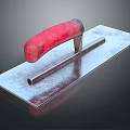 Durable Metal Trowel With Red Handle For Construction And Masonry Work 3d model