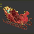 Festive Red Christmas Sleigh with Colorful Gift Boxes and Golden Accents