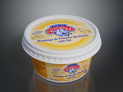 High Quality Salted Butter in Plastic Container with White Lid and Label 3d model