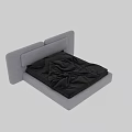 Elegant Modern Double Bed With Gray Upholstered Headboard And Black Bedding 3d model
