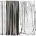 Gray Draped Curtains With White Sheer Panels For Home Window Decoration