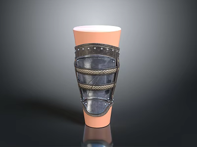 Medieval Leather Knee Armor With Silver Metal Rivets And Braided Details 3d model
