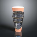 Medieval Leather Knee Armor With Silver Metal Rivets And Braided Details