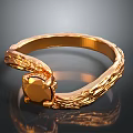 Elegant Golden Textured Ring With Embedded Gemstone And Shiny Surface 3d model