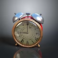 Vintage Alarm Clock With Silver Bells Red Top And Roman Numerals On Dark Background