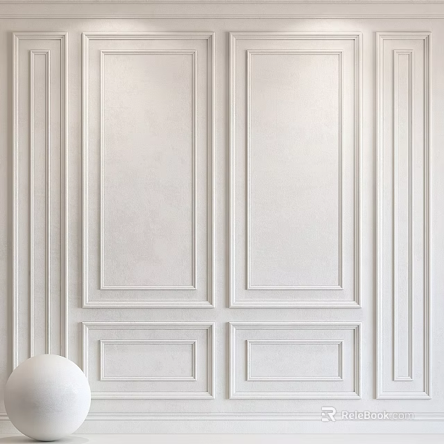 Elegant White Decorative Wall Panels For Modern Interior With Symmetrical Design 3d model