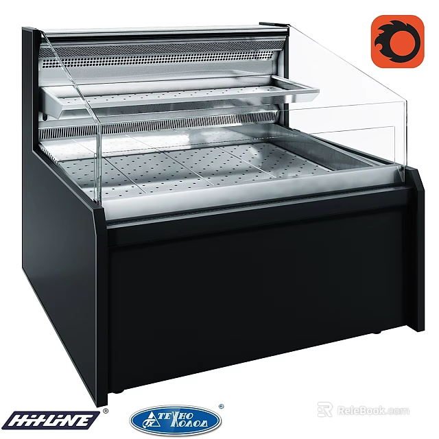 Commercial Display Equipment Black Showcase With Transparent Glass Door And Metal Shelves For Retail 3d model 