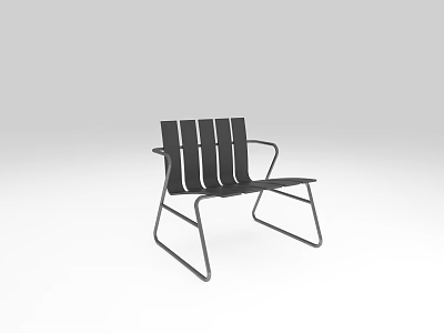 Modern Minimalist Lounge Chair With Black Striped Backrest And Metal Frame 3d model