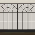 Modern Interior Sliding Doors With Black Arched Top Grid Frame Design