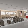 Modern Restaurant Interior Design With Red Counter Menu Display And Wooden Tables Chairs Lighting