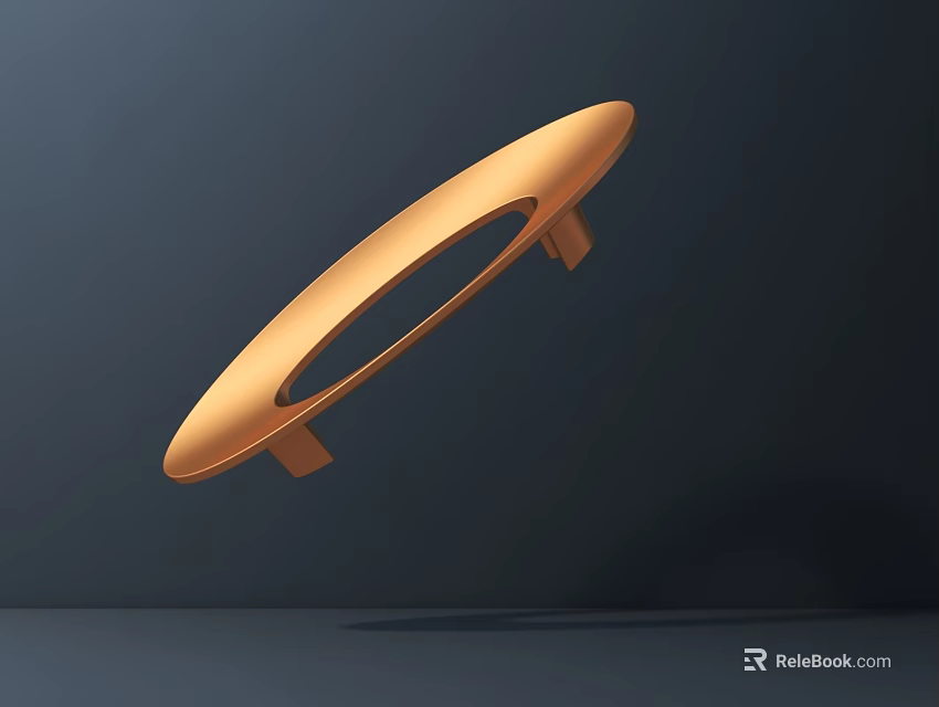 Golden Artistic Modern Oval Sculpture with Hollow Design and Supportive Stands 3d model 
