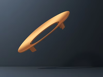 Golden Artistic Modern Oval Sculpture with Hollow Design and Supportive Stands 3d model