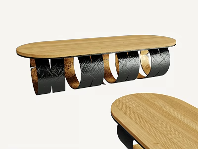 Modern Landscape Seat Design With Wooden Surface And Metallic Curved Support Structure 3d model