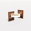Two Framed Portraits With Rabbit Ears On Characters In Brown Frames And White Background