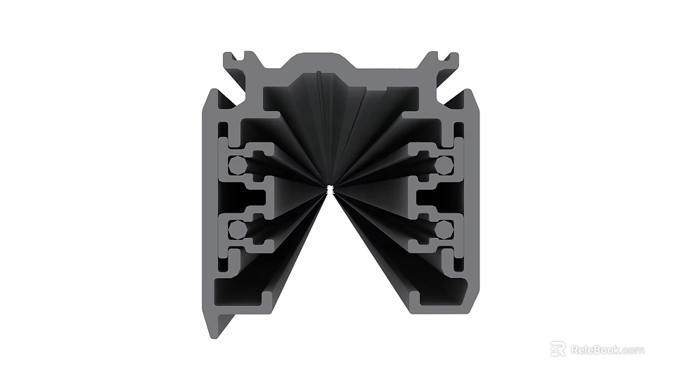 Durable Hardware Metal Profile with Structural Grooves for Industrial Construction Use 3d model 