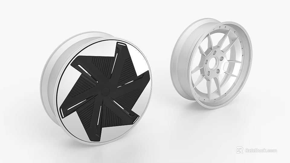 Car Alloy Wheels With Silver Rim Black Spoke And Stylish Multi Spoke Design 3d model 