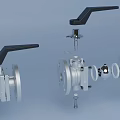 Industrial Pipe Valves With Black Handles And Metal Flange Connections