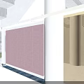 Modern Clubhouse With Large Windows Ceiling Lighting Sofas Tables Large Screen TV And People Interacting