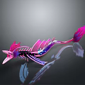 Modern Commercial Equipment With Pink Purple Streamlined Design Wing Like Structures And Reflective Base