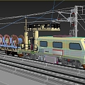 Rail operation platform contact net frame line car rail car contact net car 3d model