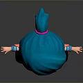 Cartoon Character With Blue Hair Green Shirt And Blue Pants On Skateboard Arms Outstretched