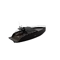 Stylish Black Yacht With Modern Exterior Design And Wooden Deck Features