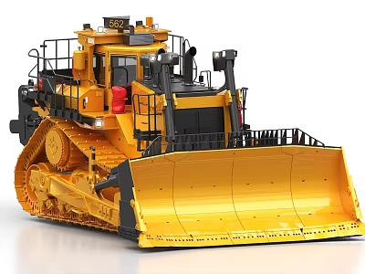 Yellow Bulldozer Industrial Equipment With Heavy Duty Tracks And Front Blade 3d model