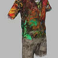 Vibrant Patterned Short Sleeve Shirts Paired with Distressed Khaki Casual Shorts