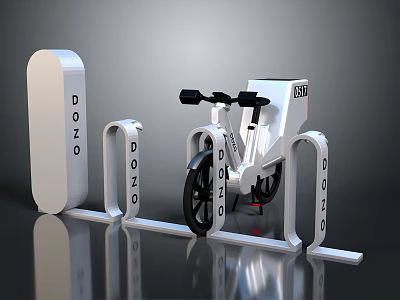 Modern Bicycle Parked At DOZO Bicycle Rack With IBM Logo 3d model