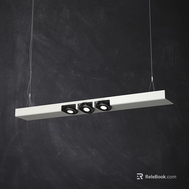 Modern Hanging Linear LED Downlights Fixture With Three Spotlights 3d model