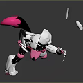Animated Game Character With Pink White Fur And Fox Like Features Throwing Objects Playful Pose