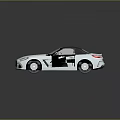White Convertible Sports Car With Modern Design Black Roof And Two Door Black Wheels