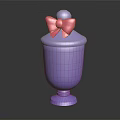 Purple Decorative Jar With Lid And Pink Bow On Top For Home Decoration