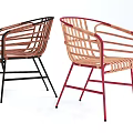 Modern Outdoor Chair with Metal Frame and Woven Design in Black Red Brown Beige Colors