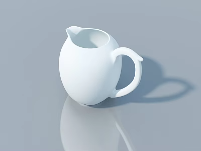White Ceramic Milk Jug On Gray Background With Reflection And Shadow 3d model